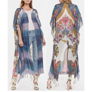 Aratta Silent Journey FIELD OF HAPPINESS Kimono Cover-Up Bird Floral One Size